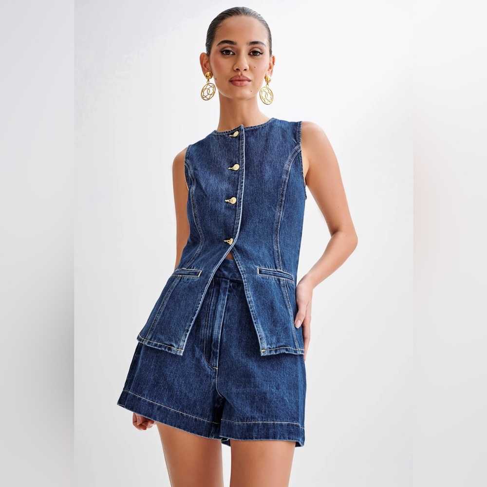 MESHKI Abel denim button up set